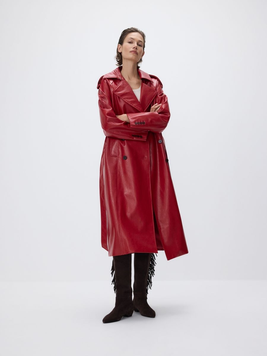 Leather imitation trench coat