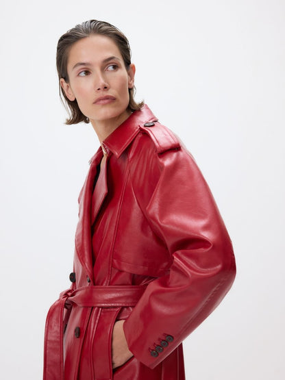 Leather imitation trench coat