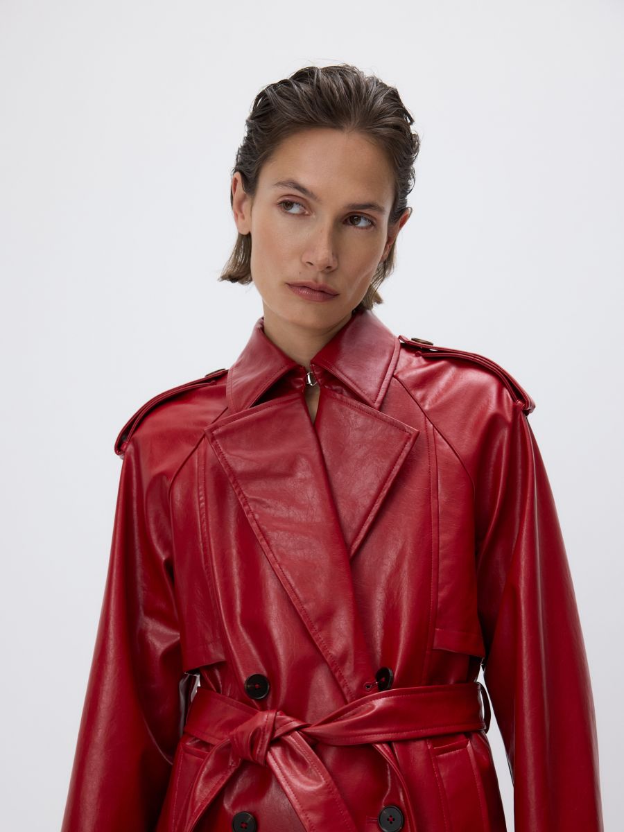Leather imitation trench coat