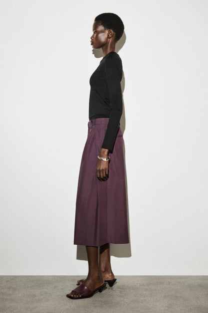 Pleated Cotton Culottes