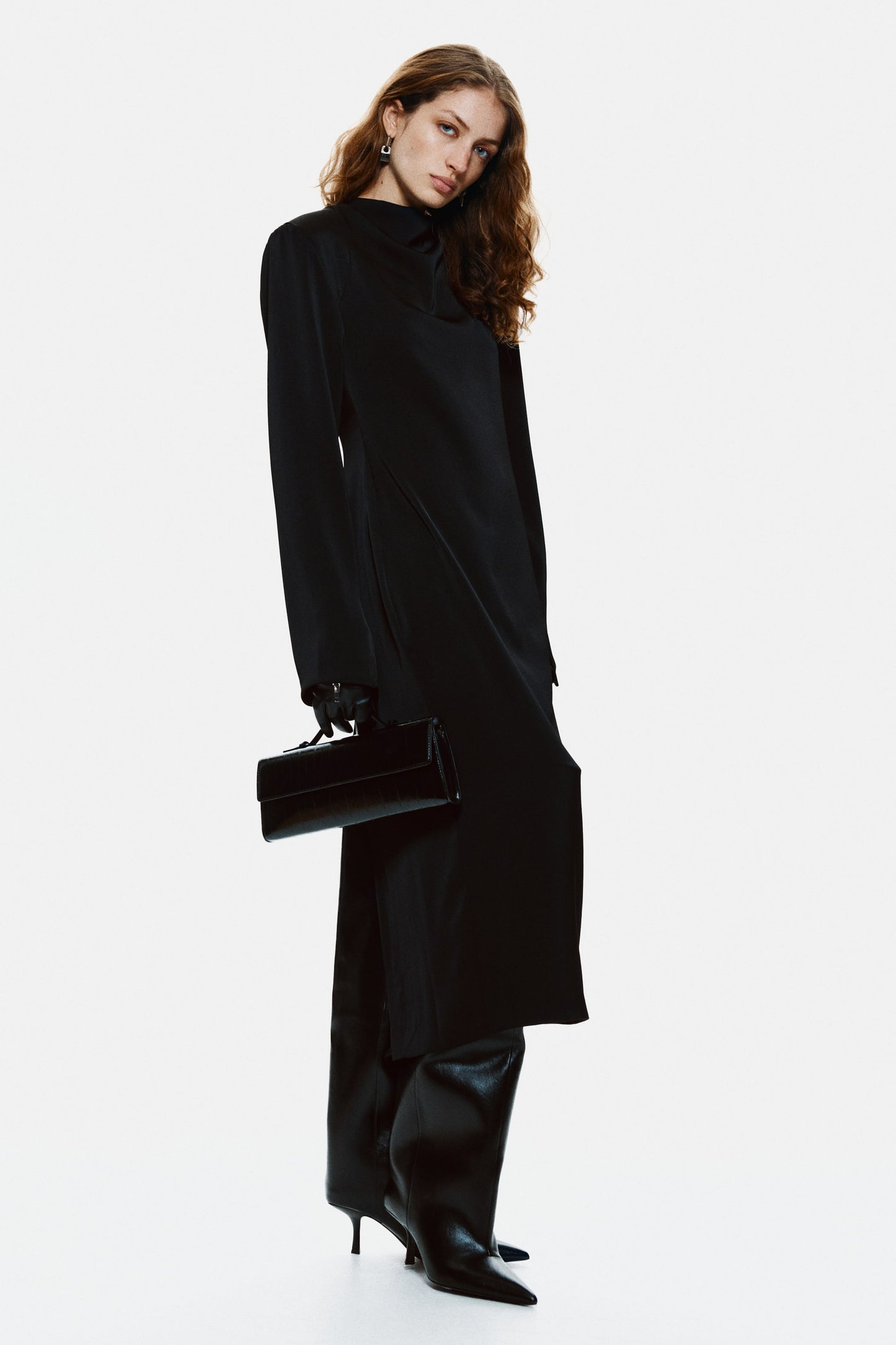 Cowl-neck satin dress