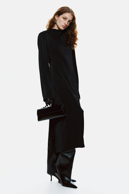 Cowl-neck satin dress