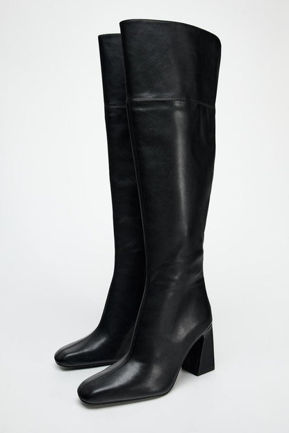 Over-the-knee high heel boots