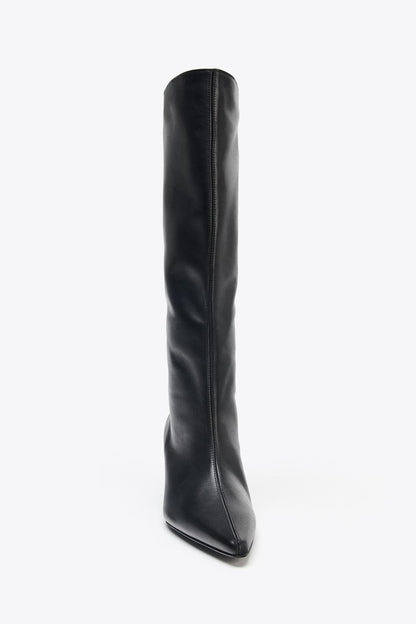 Leather Kitten Heel Boots