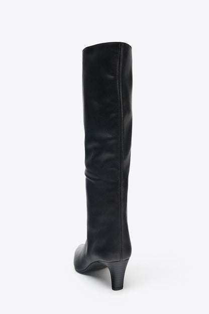Leather Kitten Heel Boots