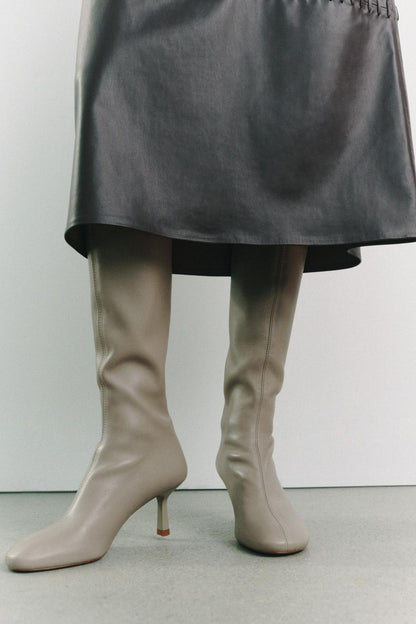 Soft leather knee-high boots