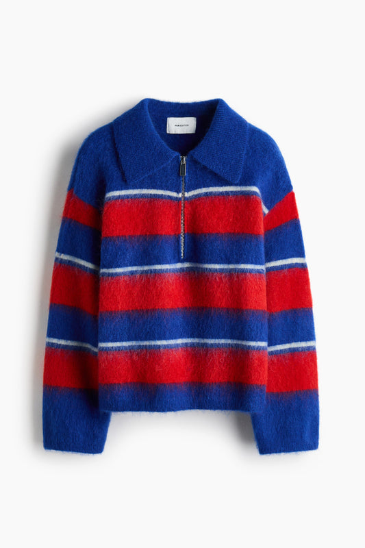 Mohair-blend zip-top jumper