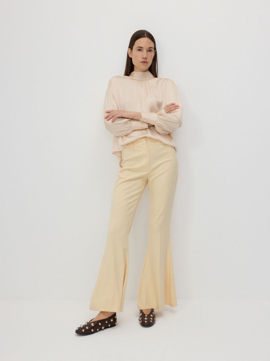 Wool blend flare trousers