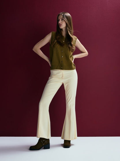 Wool blend flare trousers