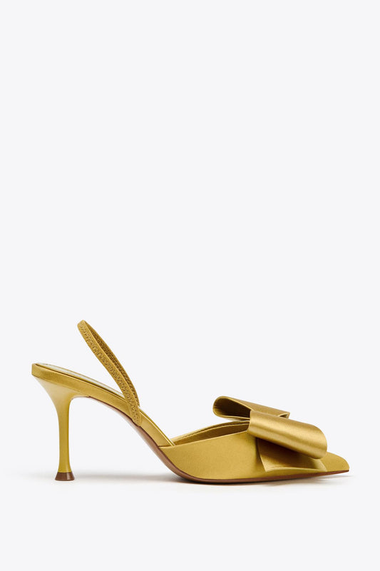 Satin-Effect Slingback Shoes