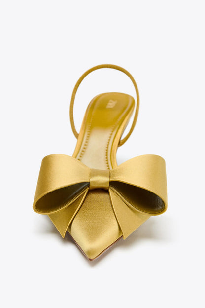 Satin-Effect Slingback Shoes
