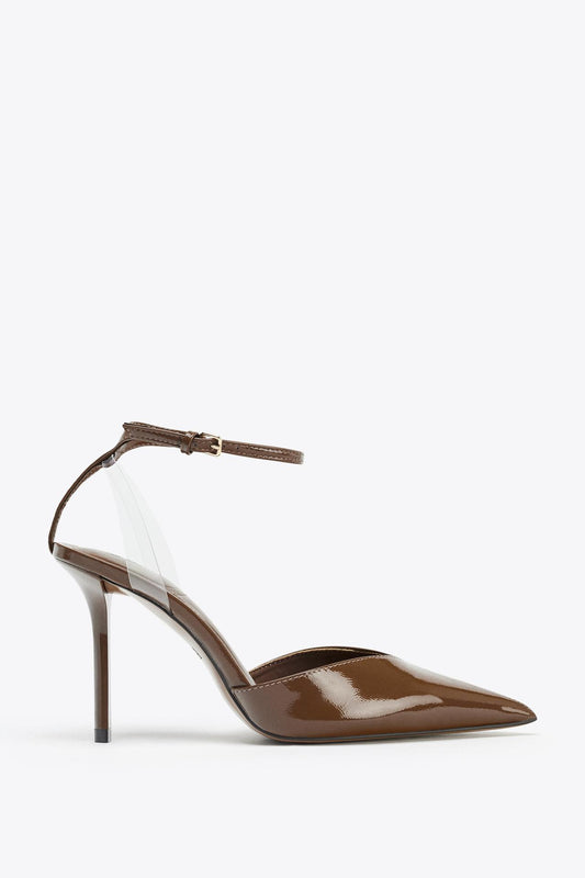 Faux Patent Heeled Shoes