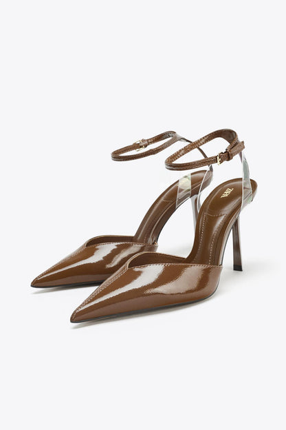 Faux Patent Heeled Shoes