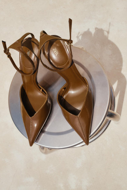 Faux Patent Heeled Shoes