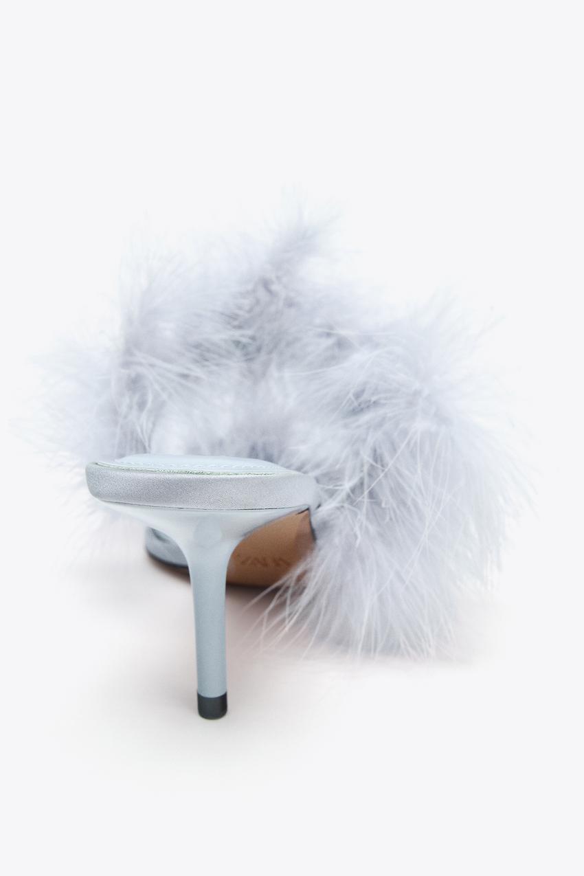 Feather Heeled Sandals