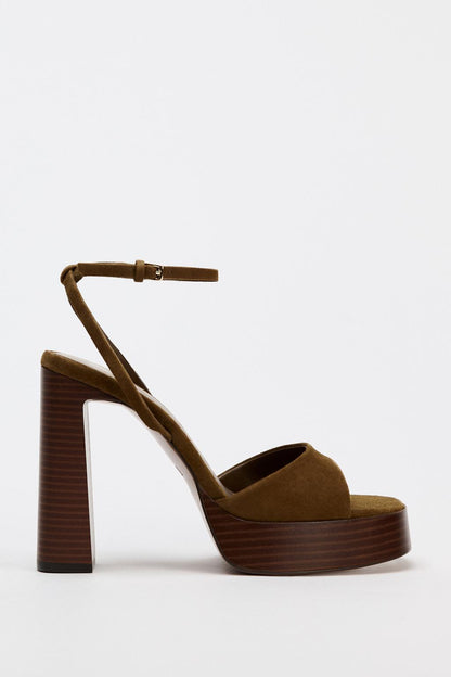 Split Leather Platform Sandals