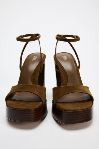 Split Leather Platform Sandals