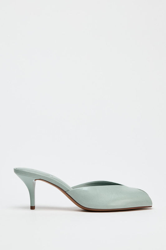Blue Leather Mules
