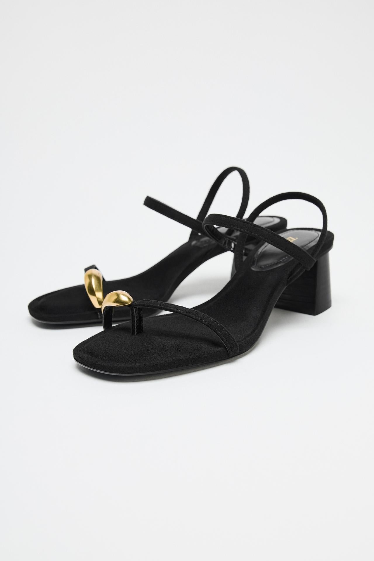 Heeled Sandals with Metal Detail