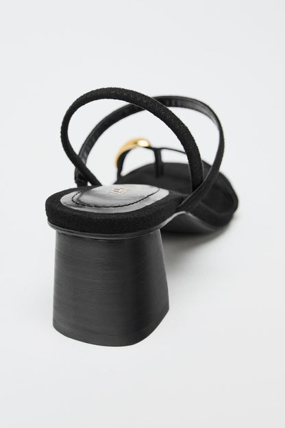 Heeled Sandals with Metal Detail