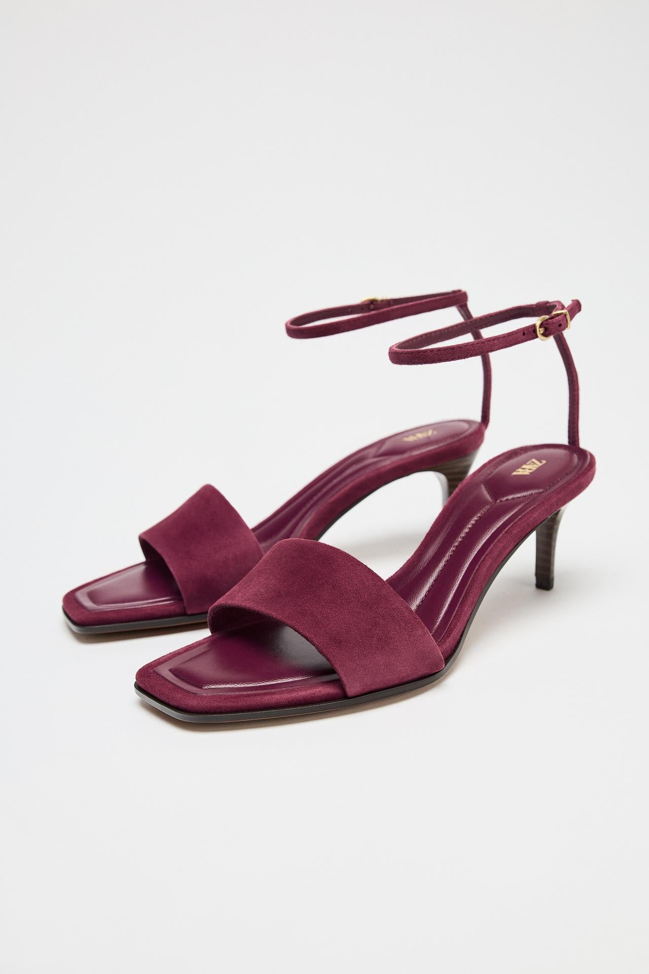 Suede Mid-Heel Sandals