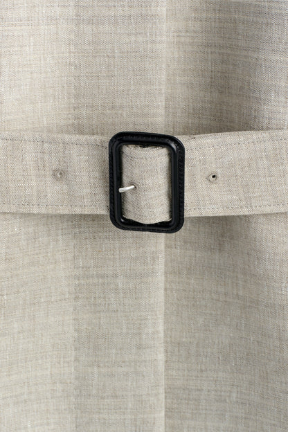 Long Linen-Wool Trench Coat