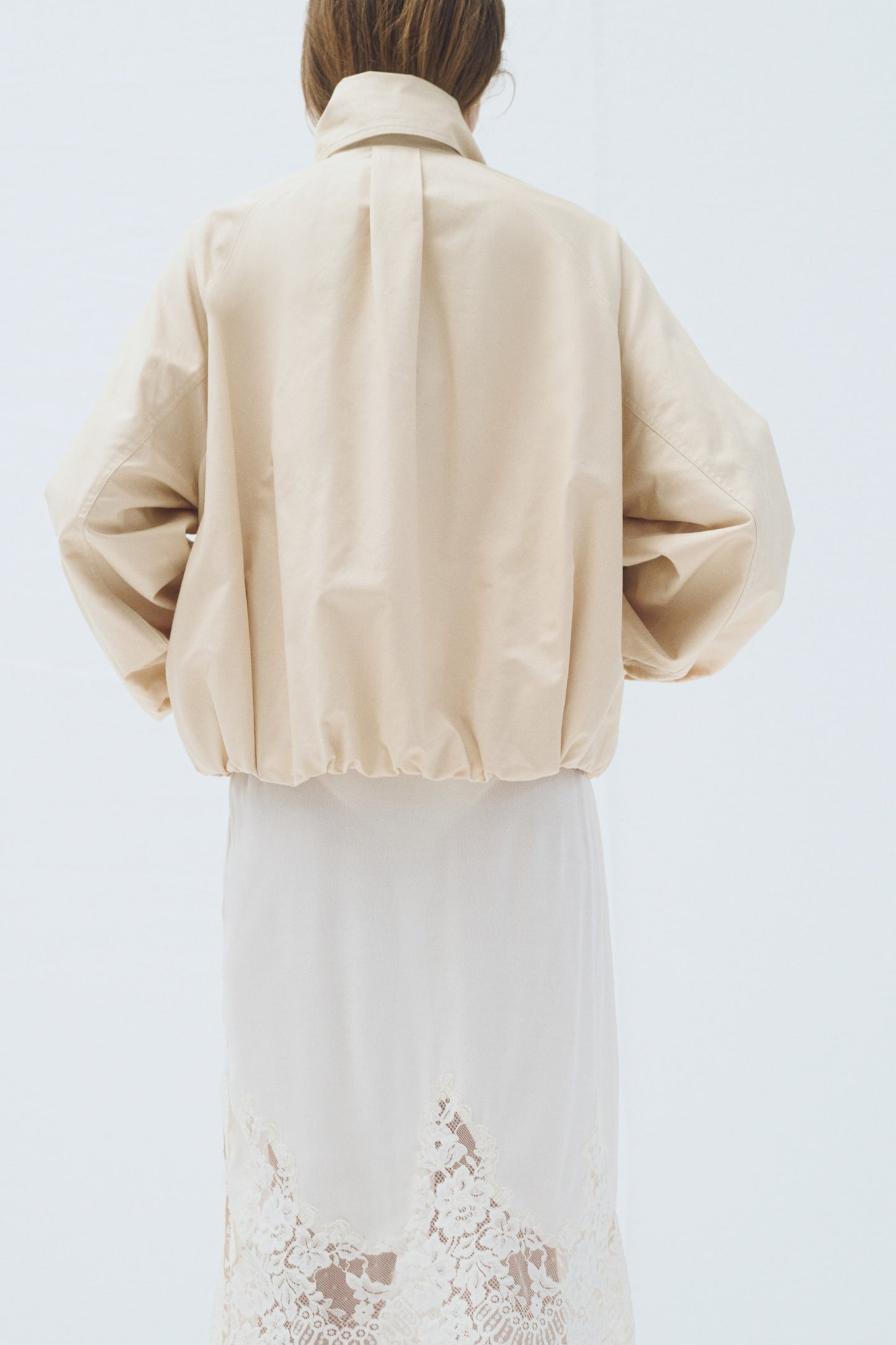 Scarf-collar linen-blend jacket