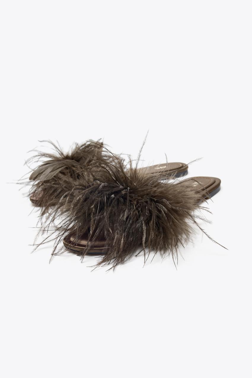 Feather Flat Sandals
