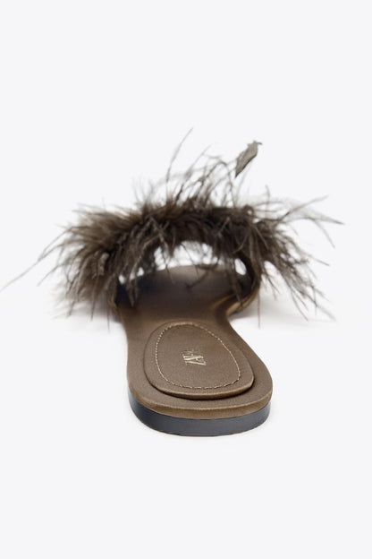 Feather Flat Sandals