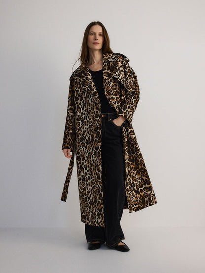 Leopard Print Trench Coat