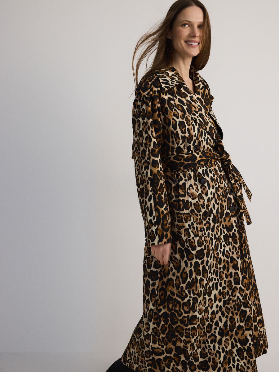 Leopard Print Trench Coat