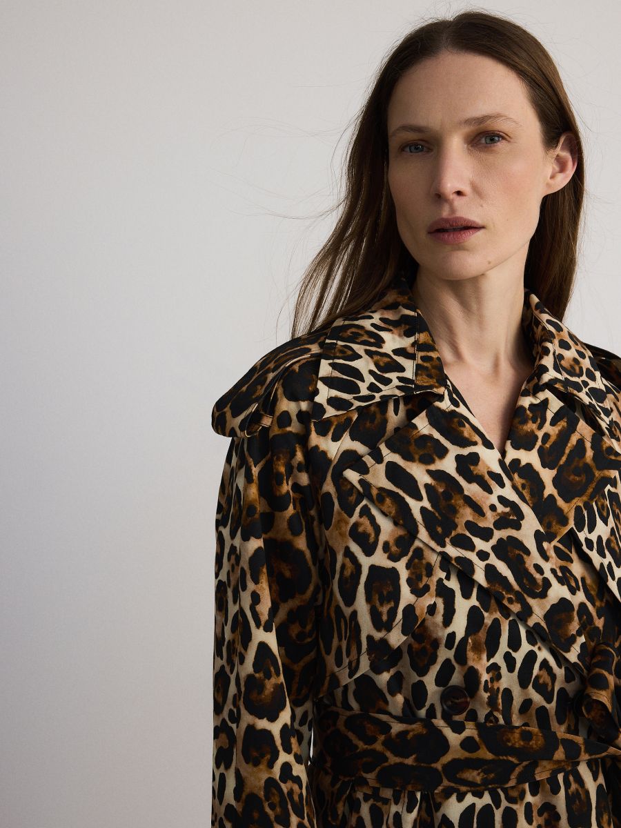 Leopard Print Trench Coat