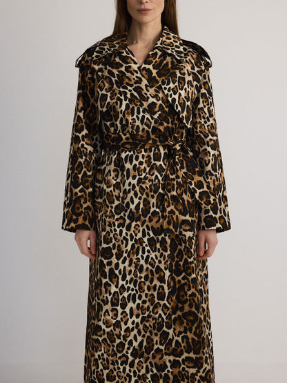 Leopard Print Trench Coat