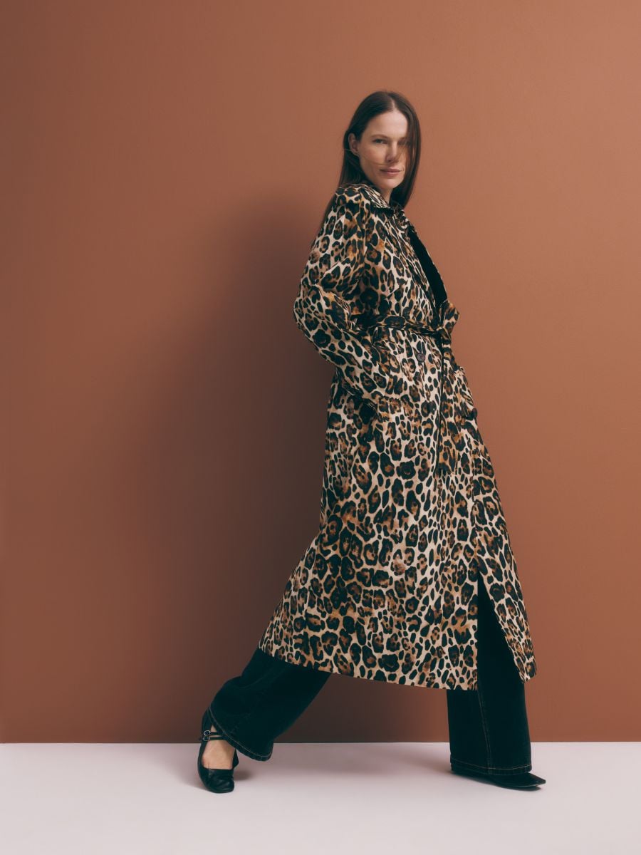 Leopard Print Trench Coat