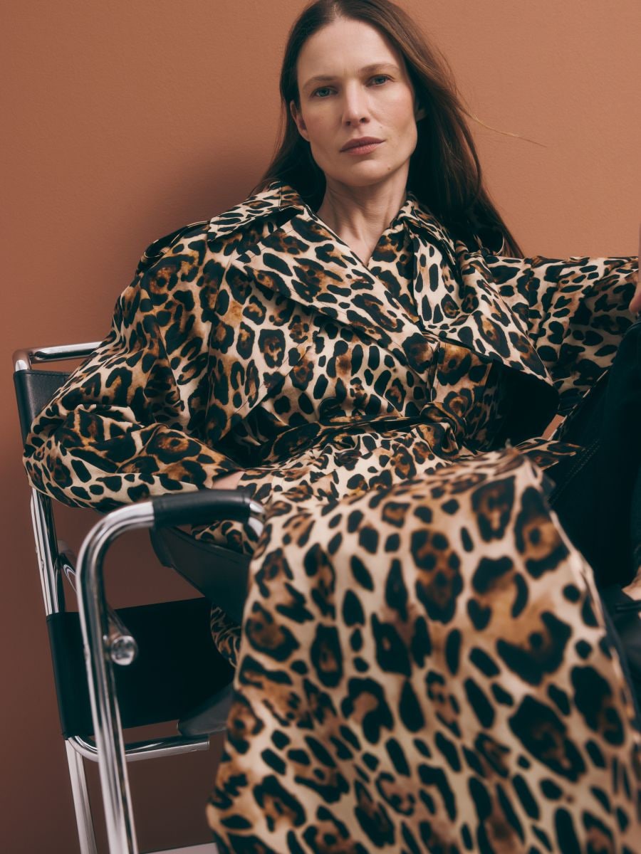 Leopard Print Trench Coat