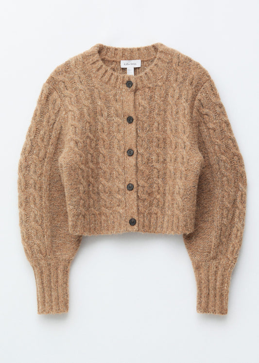 Alpaca-Blend Cable-Knit Cardigan