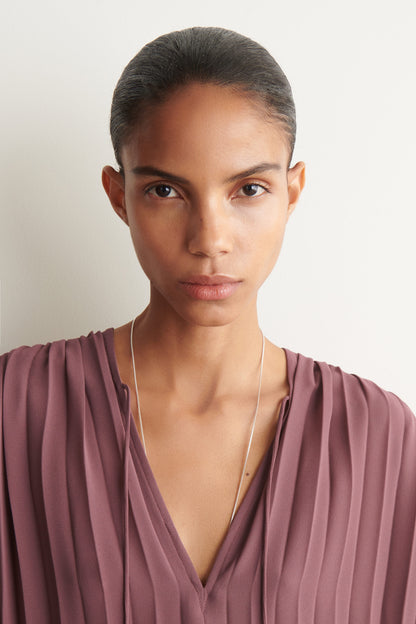 Tie-front pleated georgette blouse