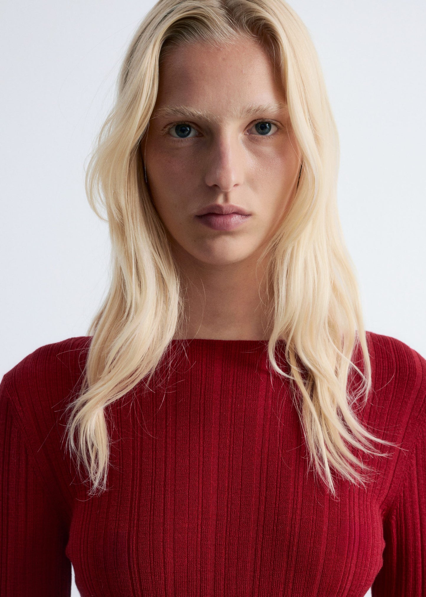 Rib-Knit Wool Boatneck Top