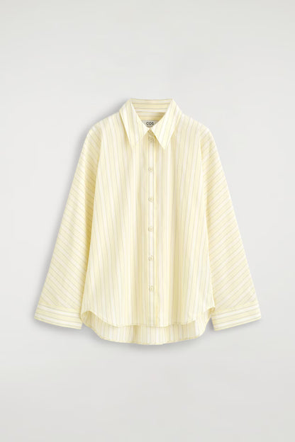 Pleated striped cotton shirt