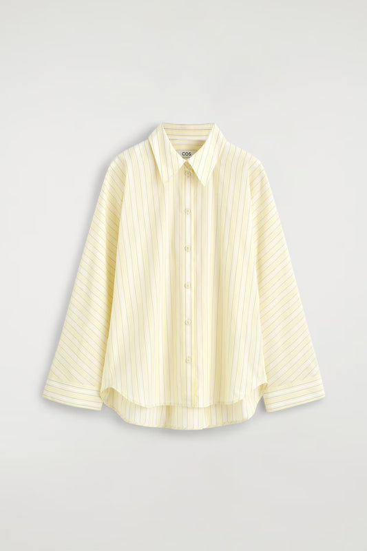 Pleated striped cotton shirt
