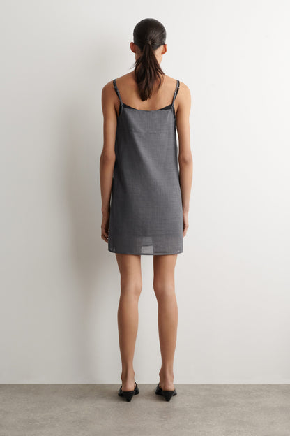 Semi-Sheer Layered Wool Mini Dress