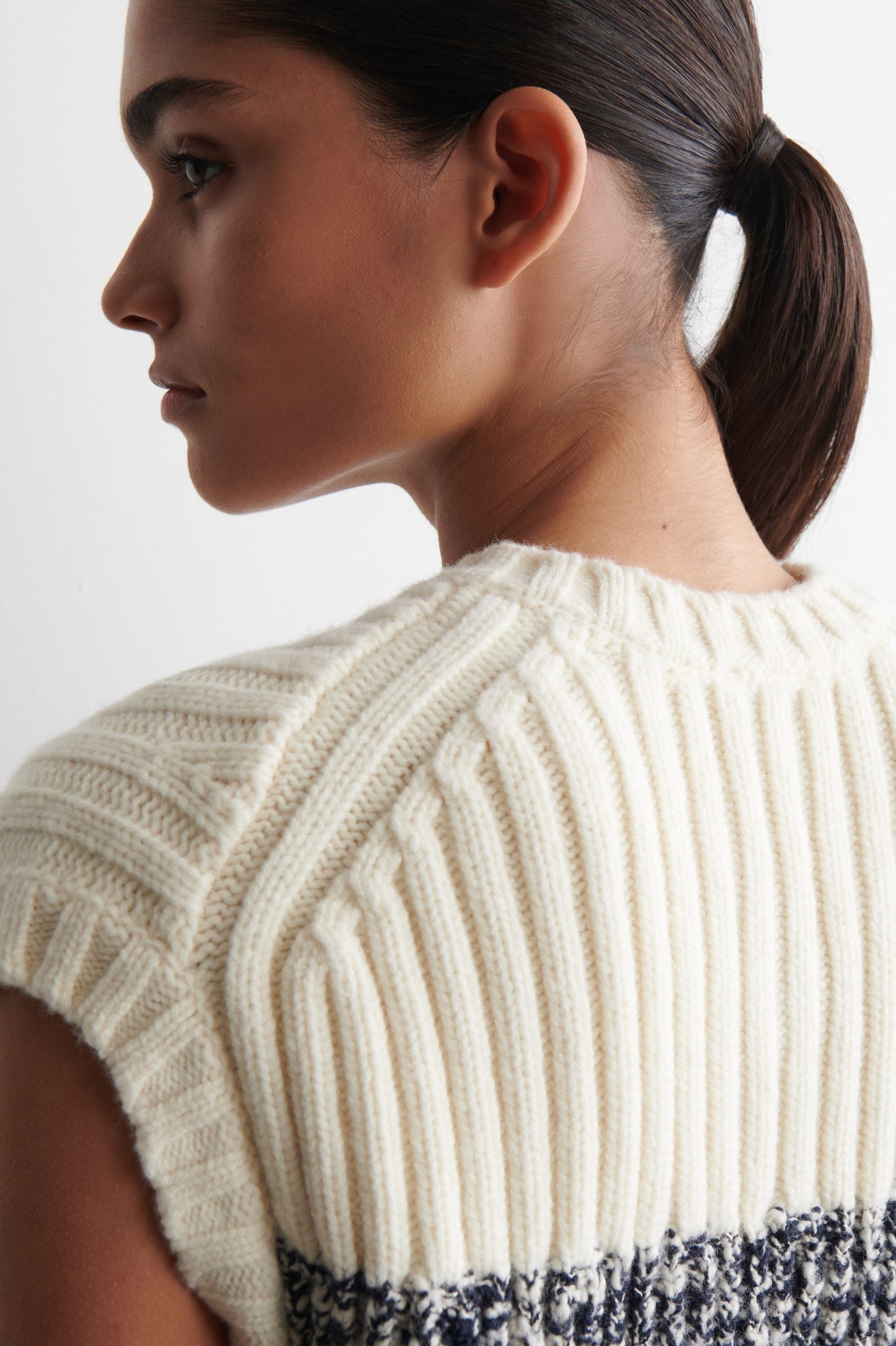 Textured merino wool v-neck vest