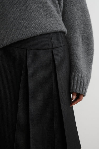 Pleated Wool-Blend Skirt