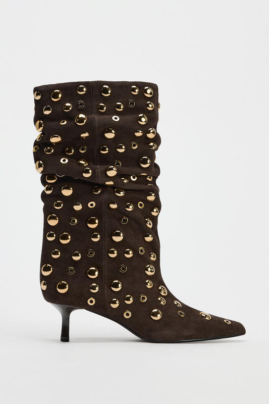 Studded Split Suede Ankle Boots