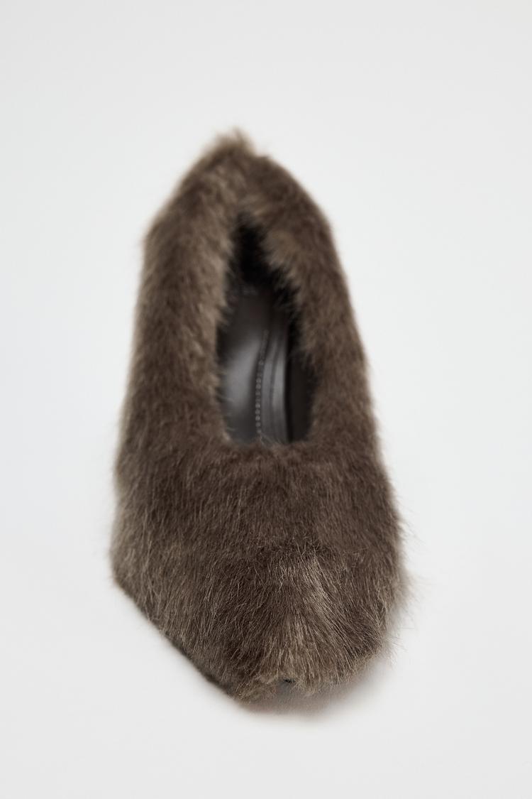 Faux fur stiletto heel shoes