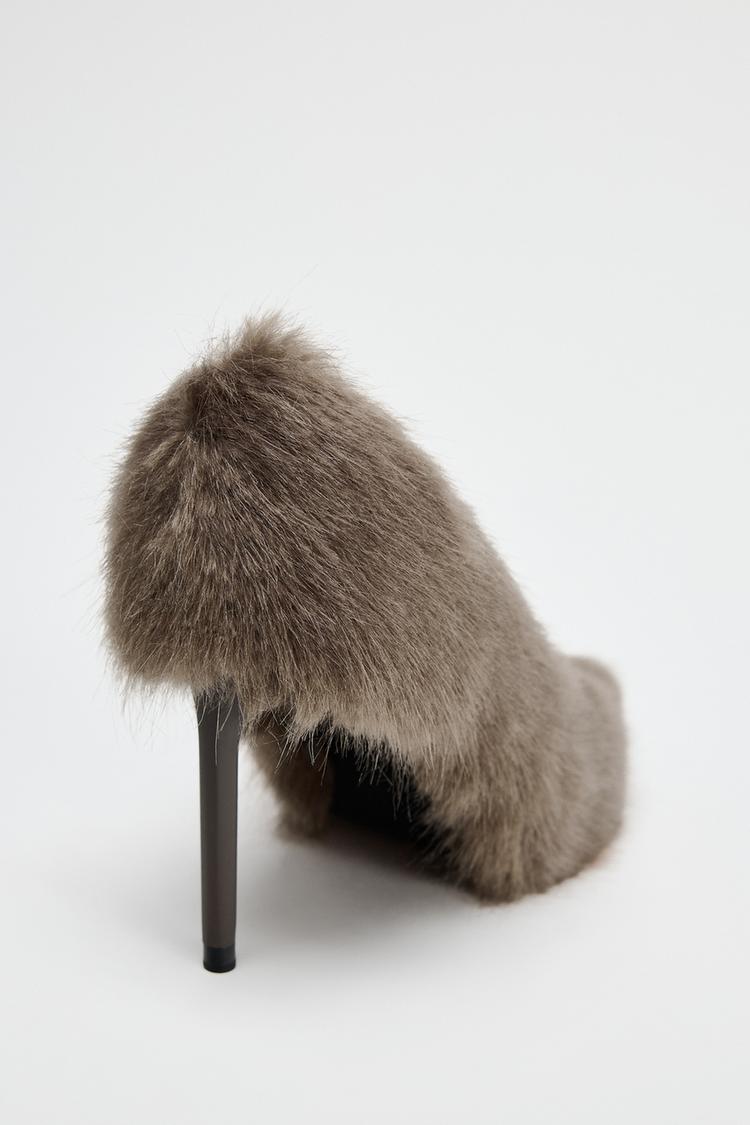 Faux fur stiletto heel shoes