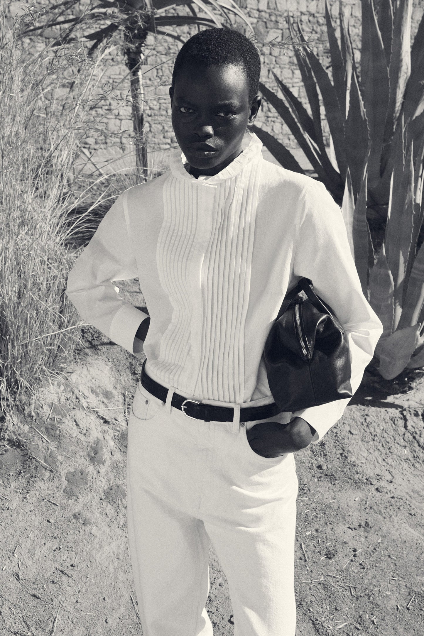 Pintucked Cotton Blouse