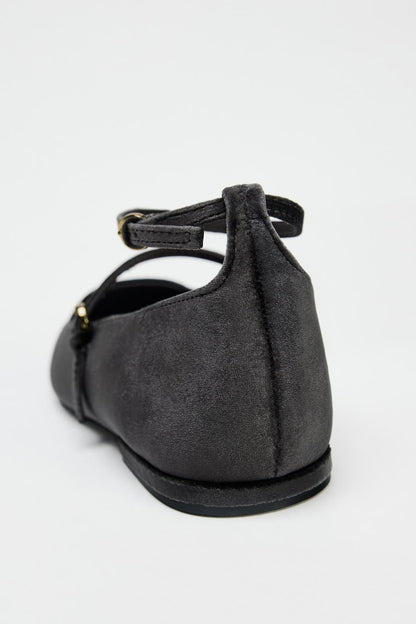 Velvet Ballerinas With Straps