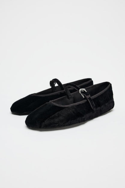 Faux fur ballerinas