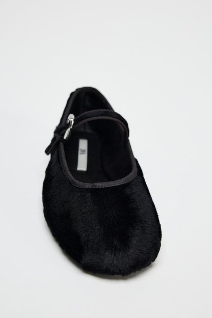 Faux fur ballerinas